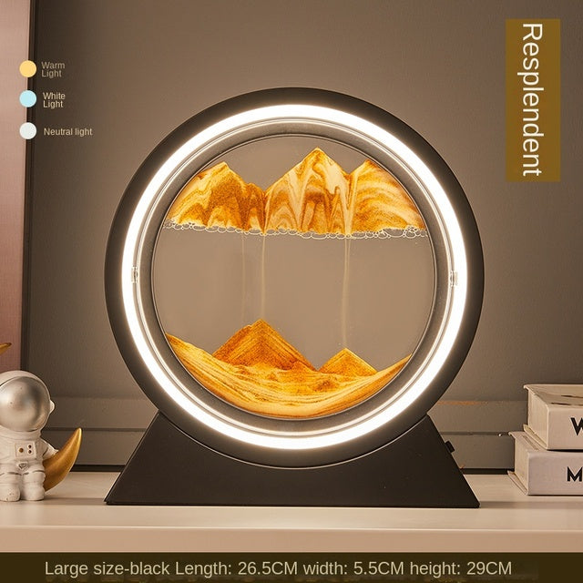 3D Hourglass Quicksand LED Lamp with Rotating Function and Art Sand Scene Modern Home Decor Gift