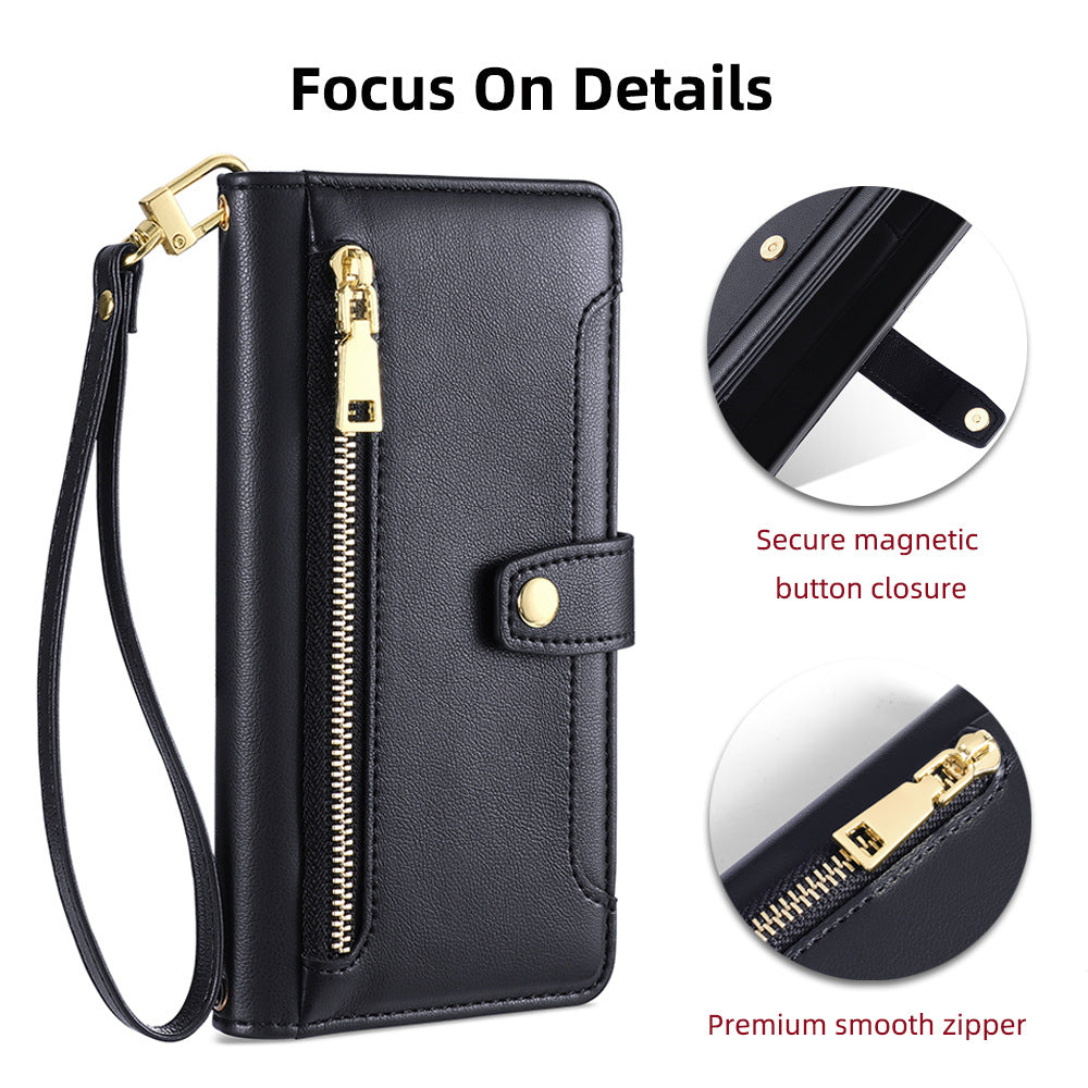 IPhone Wallet Case Card Holder with Shoulder Belt