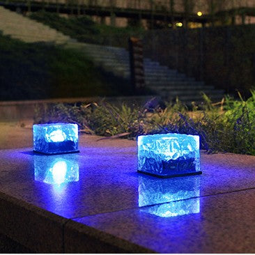 Solar Brick Ice Cube Light Outdoor Path Stair Step Garden Yard Landscape Sunlight LED Lamp