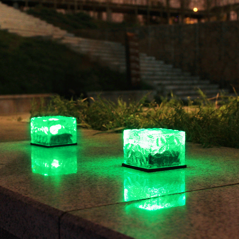 Solar Brick Ice Cube Light Outdoor Path Stair Step Garden Yard Landscape Sunlight LED Lamp