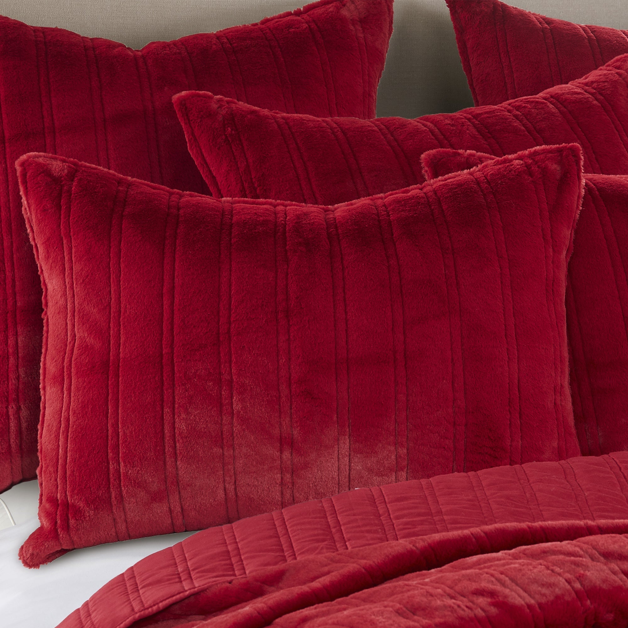 Faux Fur Red Shams