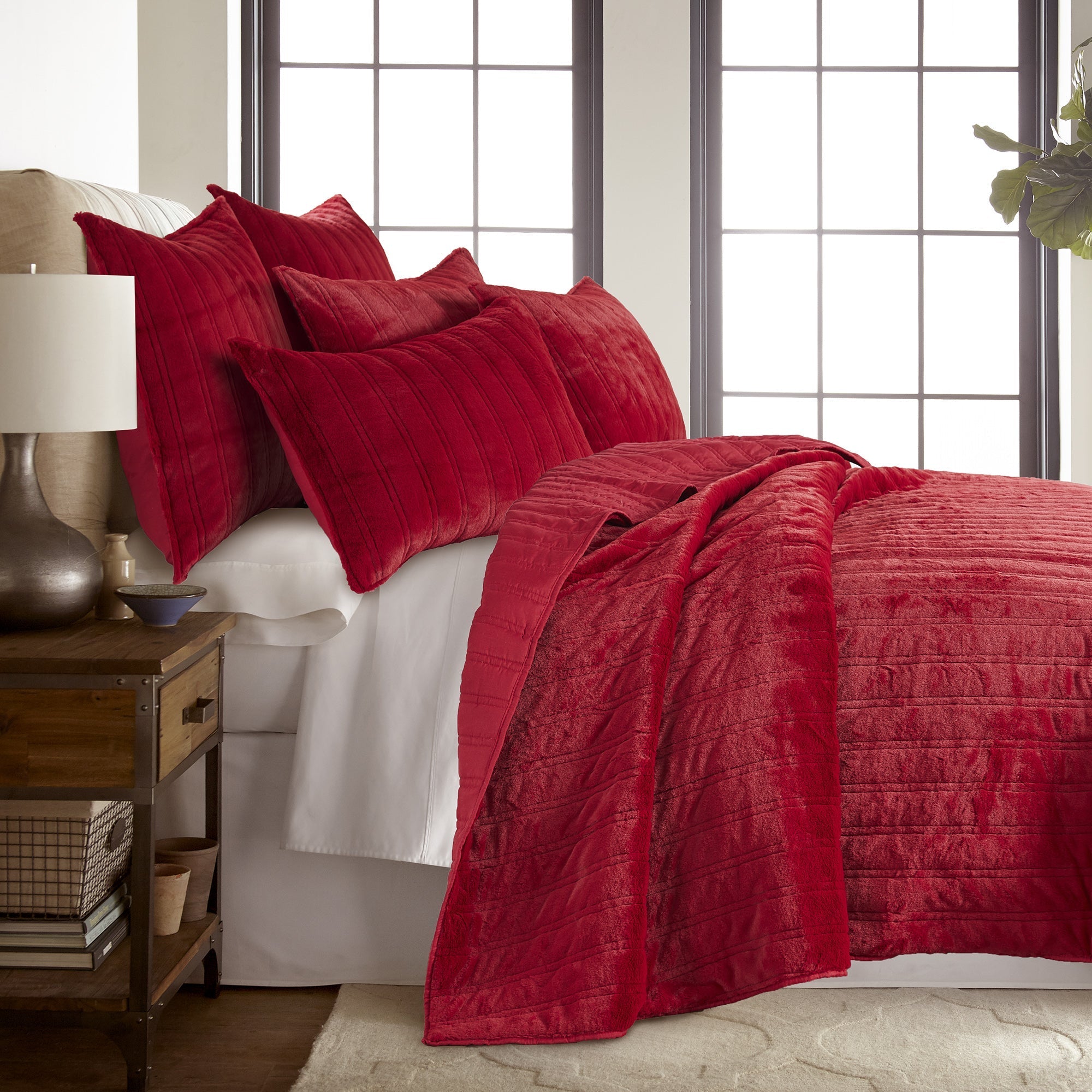 Faux Fur Red Shams