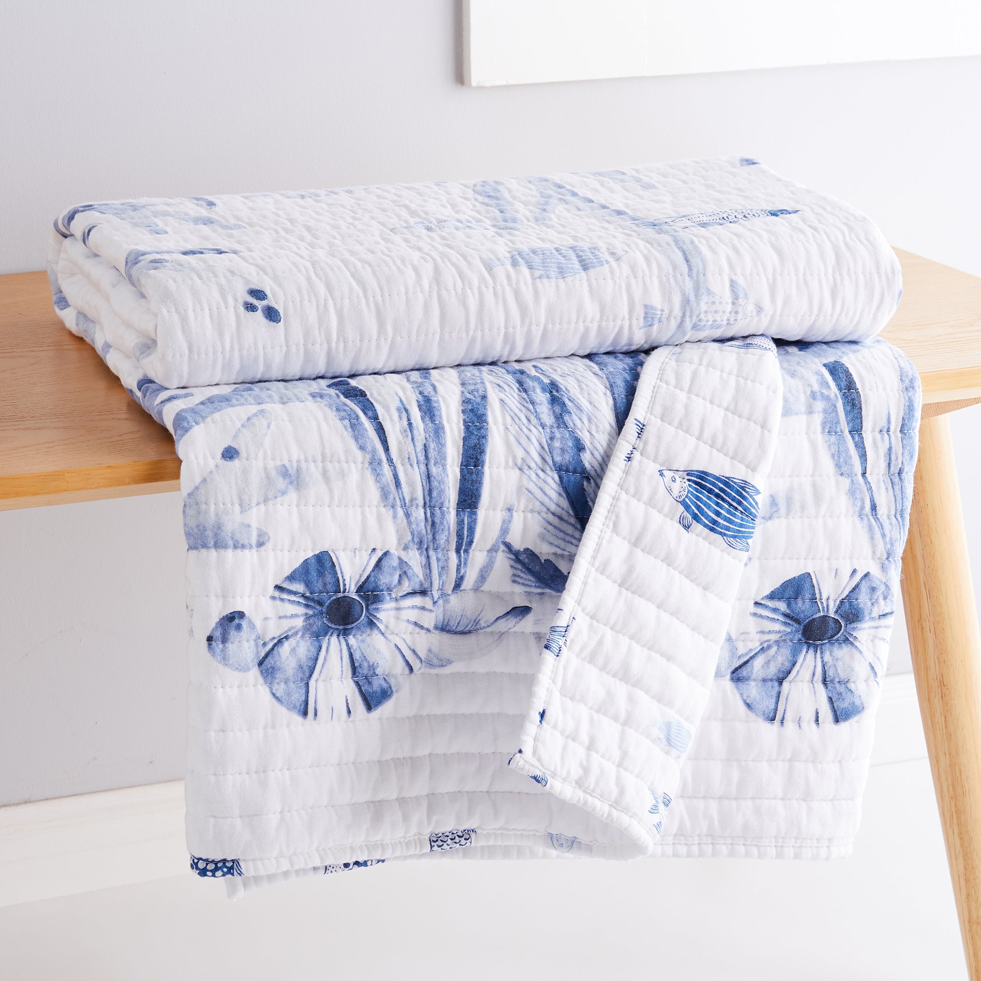 Indigo Tide Quilted Throw