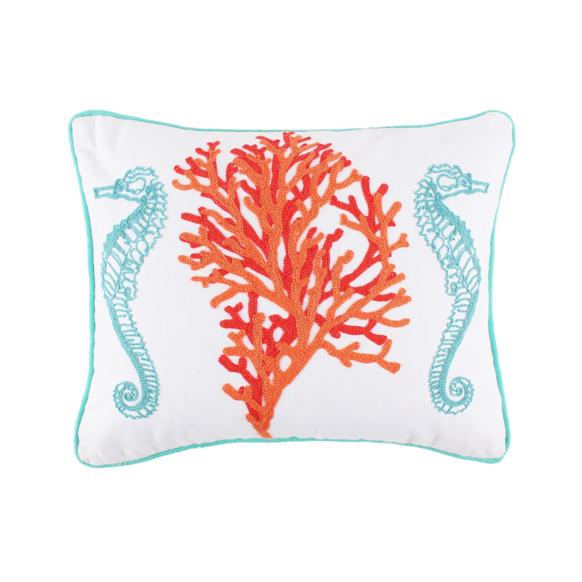 Sunset Bay Sea Horses Coral Pillow
