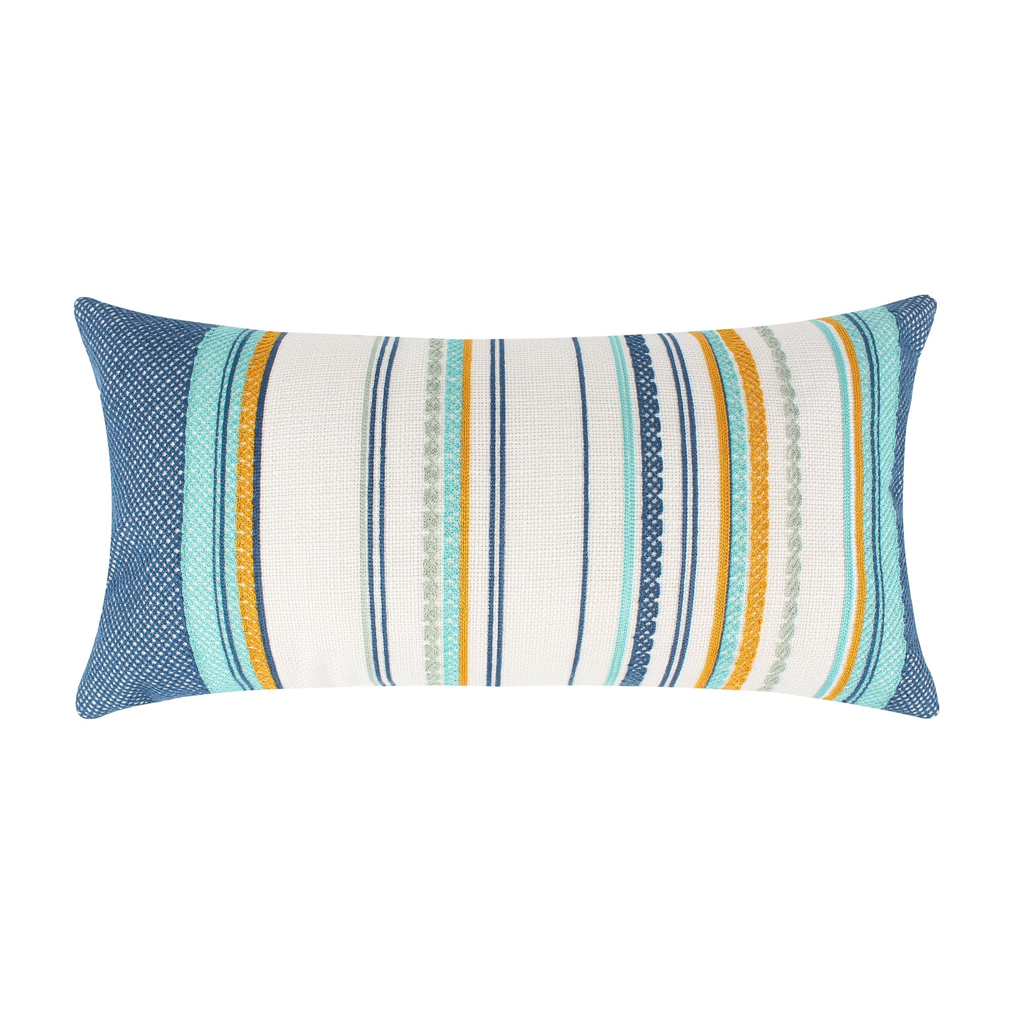 Calico Blue Embroidered Stripe Pillow