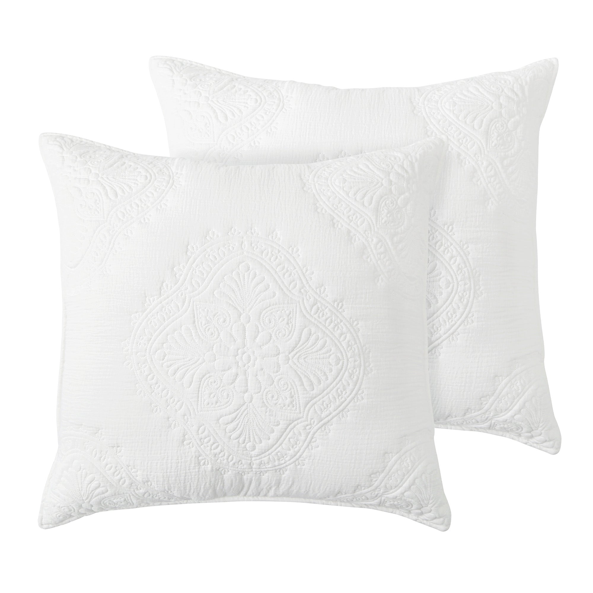 Muslin Stitch White Euro Sham Set of 2