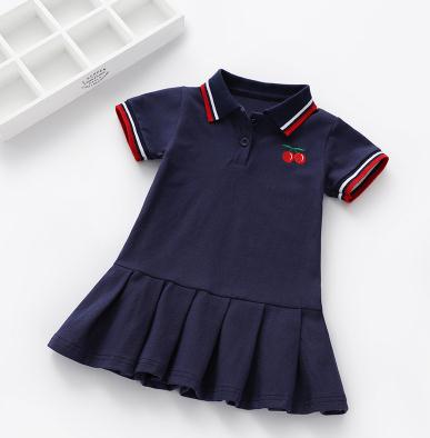 Unicom Children Summer  Dress with Turn-Down Collar For Girls