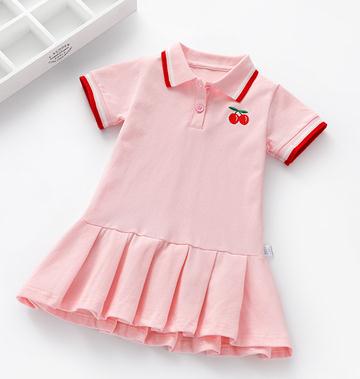 Unicom Children Summer  Dress with Turn-Down Collar For Girls