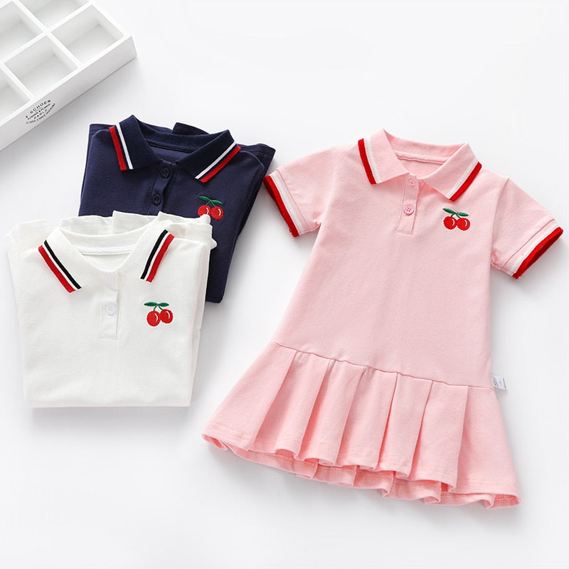 Unicom Children Summer  Dress with Turn-Down Collar For Girls