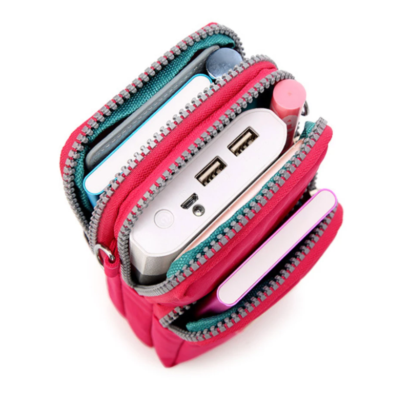 1pc 3 Layers Waterproof Sports Cellphone Pouch Wristlet Purse; Crossbody Wallet Phone Bag