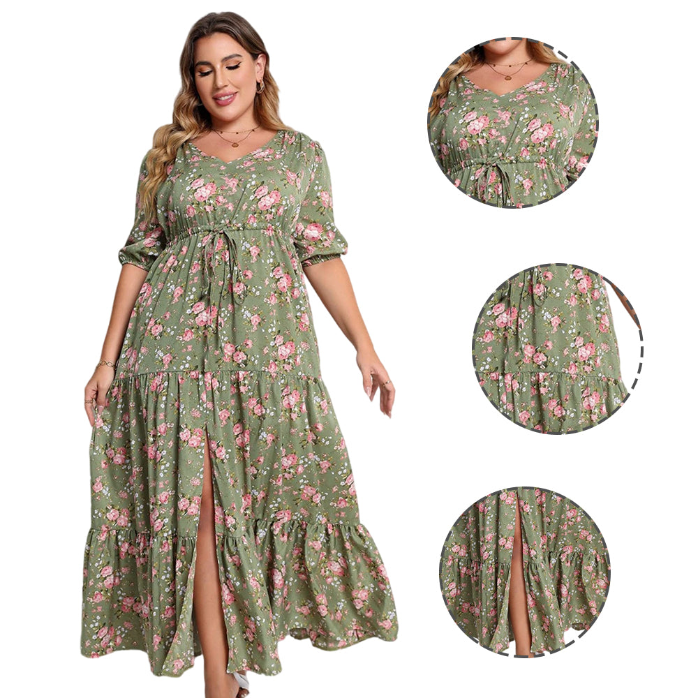 Women Plus Size Bohemian Print Oversized Dress