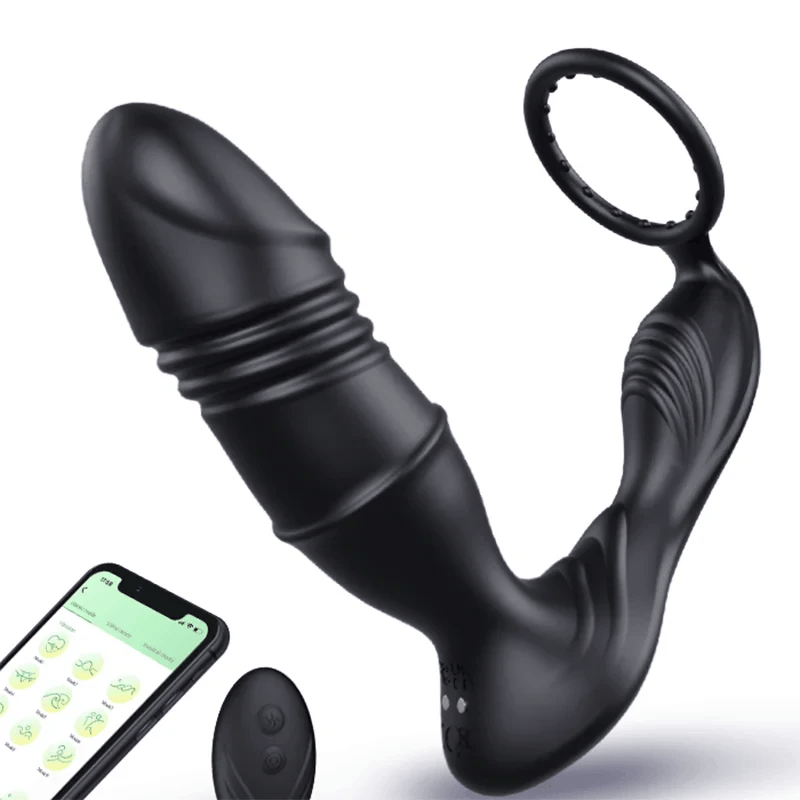 Mason App Control Thrusting Vibrating Prostate Massager Cock Ring With Raised Dots