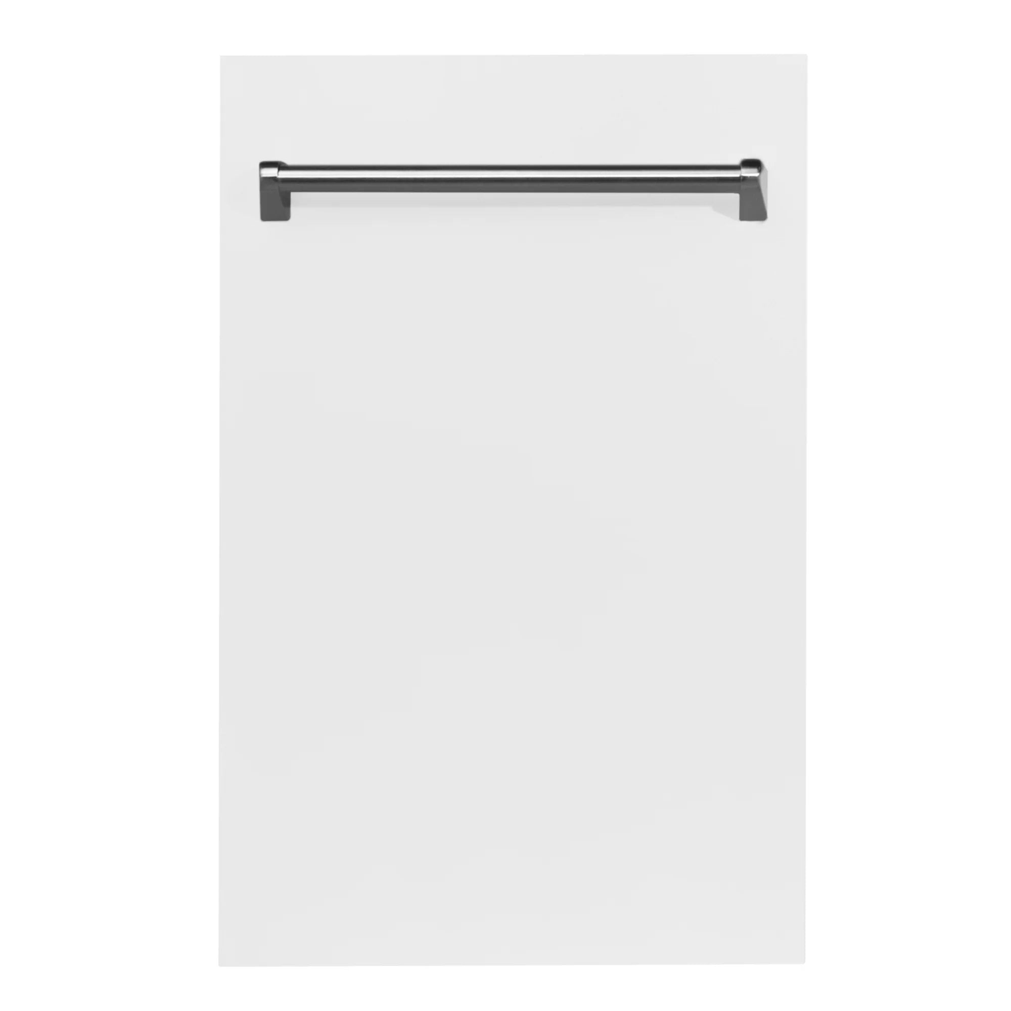 ZLINE 18 in. Compact White Matte Top Control Dishwasher with Stainless Steel Tub and Traditional Style Handle, 52dBa