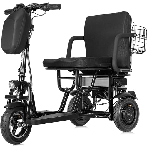 Folding Mobility Electric Trike 48v 700w Dual Motor Lithium Black