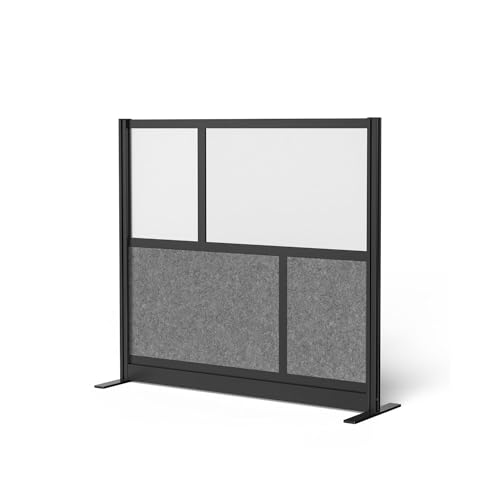 Modular Wall Room Divider System - Black Frame - 53 in. x 48 in. Starter Wall with Whiteboard - BLACK