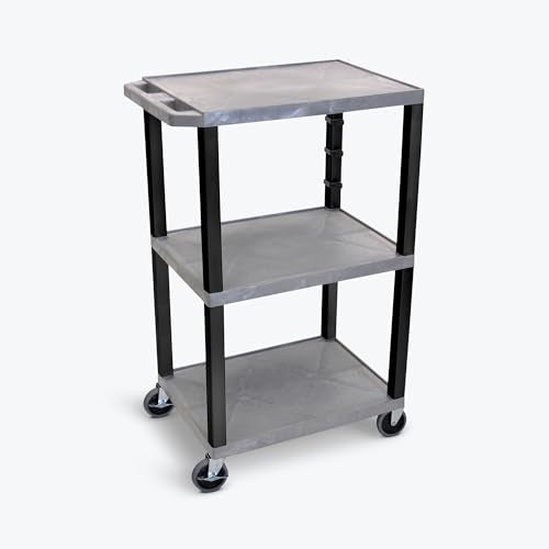 42 in.H 3-Shelf Utility Cart - Gray Shelves Black Legs - Gray