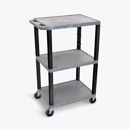 42 in.H 3-Shelf Utility Cart - Electric Gray Shelves Black Legs - Gray