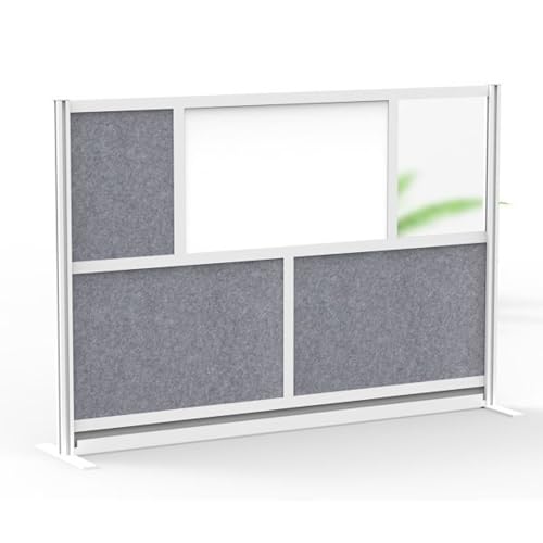 Modular Room Divider Wall System - 70 in. x 48 in. Starter Wall - Silver Frame Whiteboard - GRAY