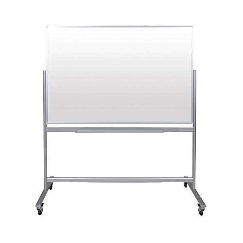 60 in.W x 40 in.H Double-Sided Mobile Magnetic Glass Marker Board - Glass