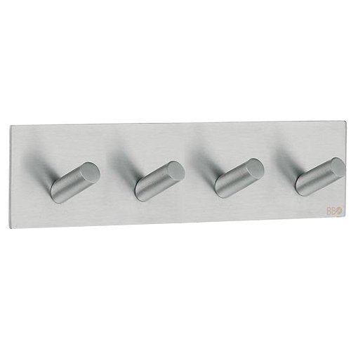 SELFAD-HESIVE QUADRUPLE HOOK BRUSHED STAINLESS STEEL