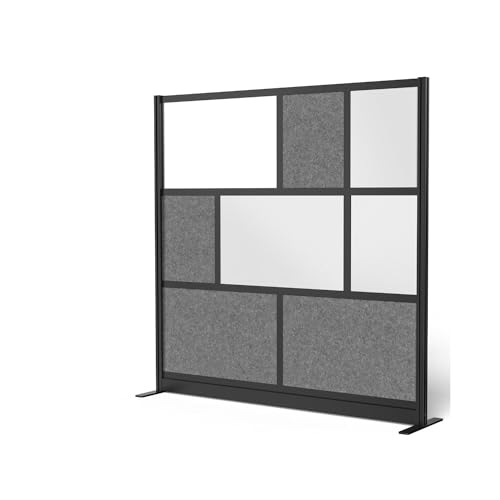 Modular Wall Room Divider System - Black Frame - 70 in. x 70 in. Starter Wall with Whiteboard - BLACK