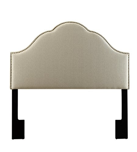 Glam Upholstered Headboard Tuxedo Oatmeal Queen