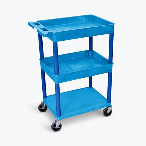 Top/Middle Tub and Flat Bottom Shelf Cart - Blue