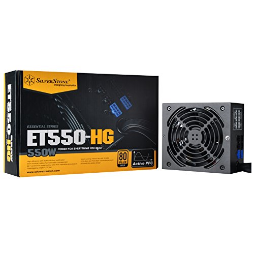 550WATX form factor single +12V rails with 45A output Silent 120mmFan with 18dBA minimum efficiency 80Plus Gold certification all flat half modular cables 2x8/6pin PCI-E