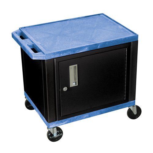 26 in.H AV Cart - 2 Shelves Cab - Black Legs - Blue