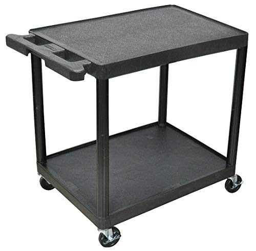 Large Flat Shelf Cart - Two Shelves - Black