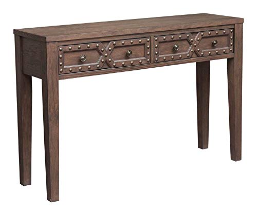 Traditional Wire Brushed Distressed Acacia Two Door Accent Storage Console Table