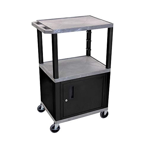 42 in.H AV Cart - 3 Shelves Cabinet - Black Legs - Gray