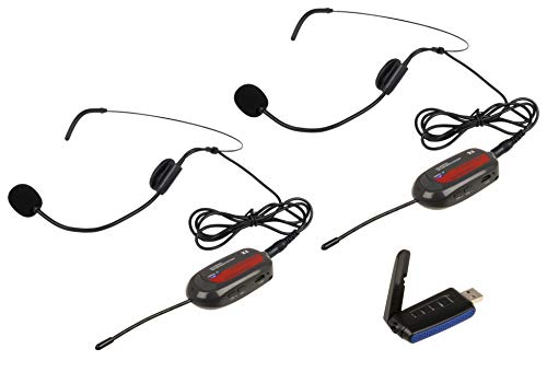Two-Channel Digital UHF Wireless System with Headset Microphones and USB Receiver for PC or Mac