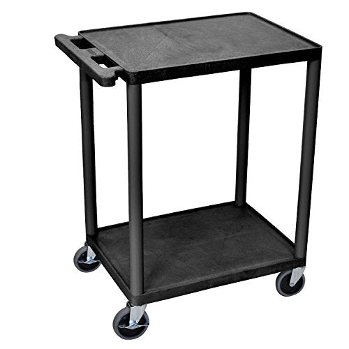 Utility Cart - Two Shelves Structural Foam Plastic - Black