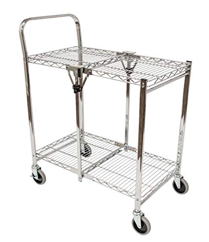 Two-Shelf Collapsible Wire Utility Cart - Silver