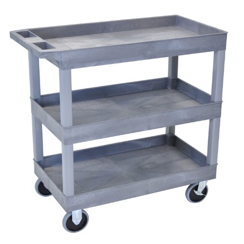 32 in. x 18 in. Tub Cart - Three Shelves - Gray