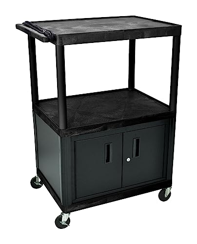 48 in.H AV Cart - 3 Large Shelves Cabinet - Black