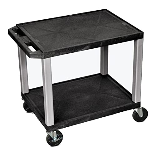 26 in.H AV Cart - Two Shelves - Nickel Legs - Black