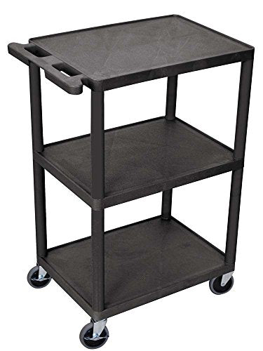 Utility Cart - 3 Shelves Structural Foam Plastic - Black