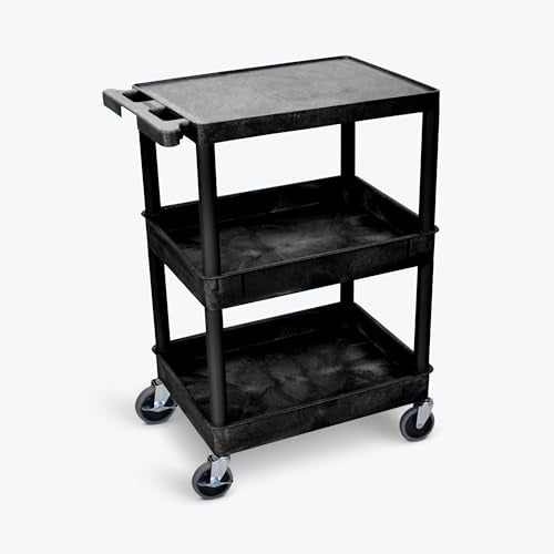 Flat Top and Tub Middle/Bottom Shelf Cart - Black