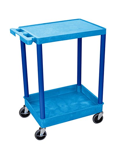 Flat Top and Tub Bottom Shelf Cart - Blue