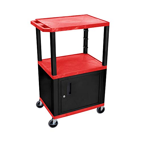 42 in.H AV Cart - 3 Shelves Cabinet - Black Legs - Red
