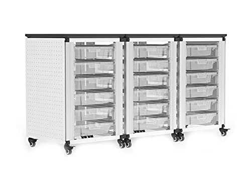 Modular Classroom Storage Cabinet - 3 side-by-side modules with 18 small bins - Black