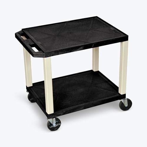 26 in.H AV Cart - Two Shelves - Putty Legs - Black