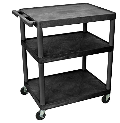 40 in.H AV Cart - Three Large Shelves - Black