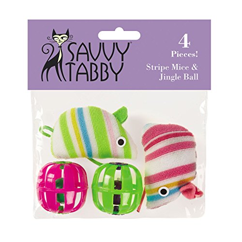 ST Stripe Mice & Jingle Ball 4Pk