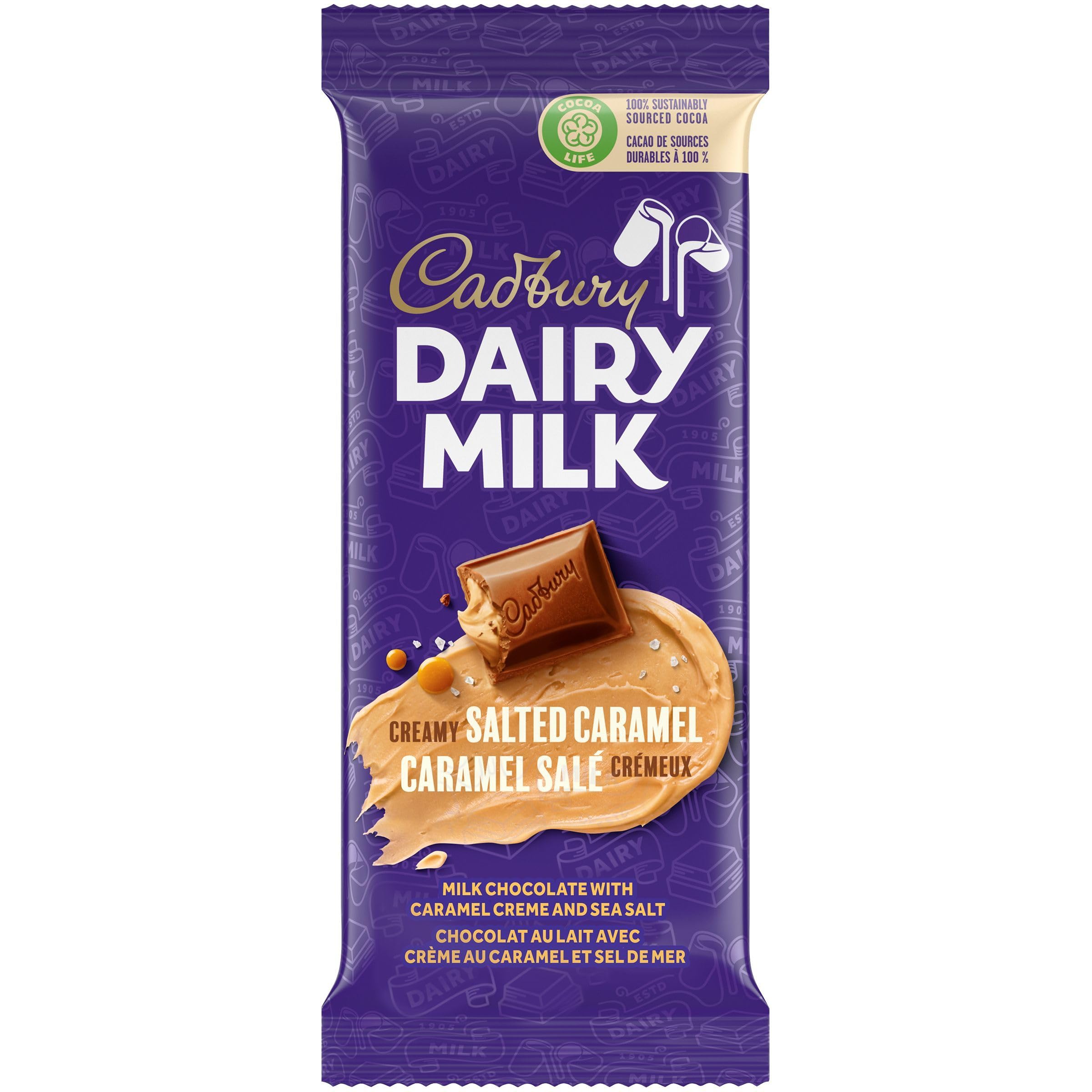 Cadbury Dairy Milk Creamy Salted Caramel Chocolate Bar 95g/3oz (Shipped from Canada)