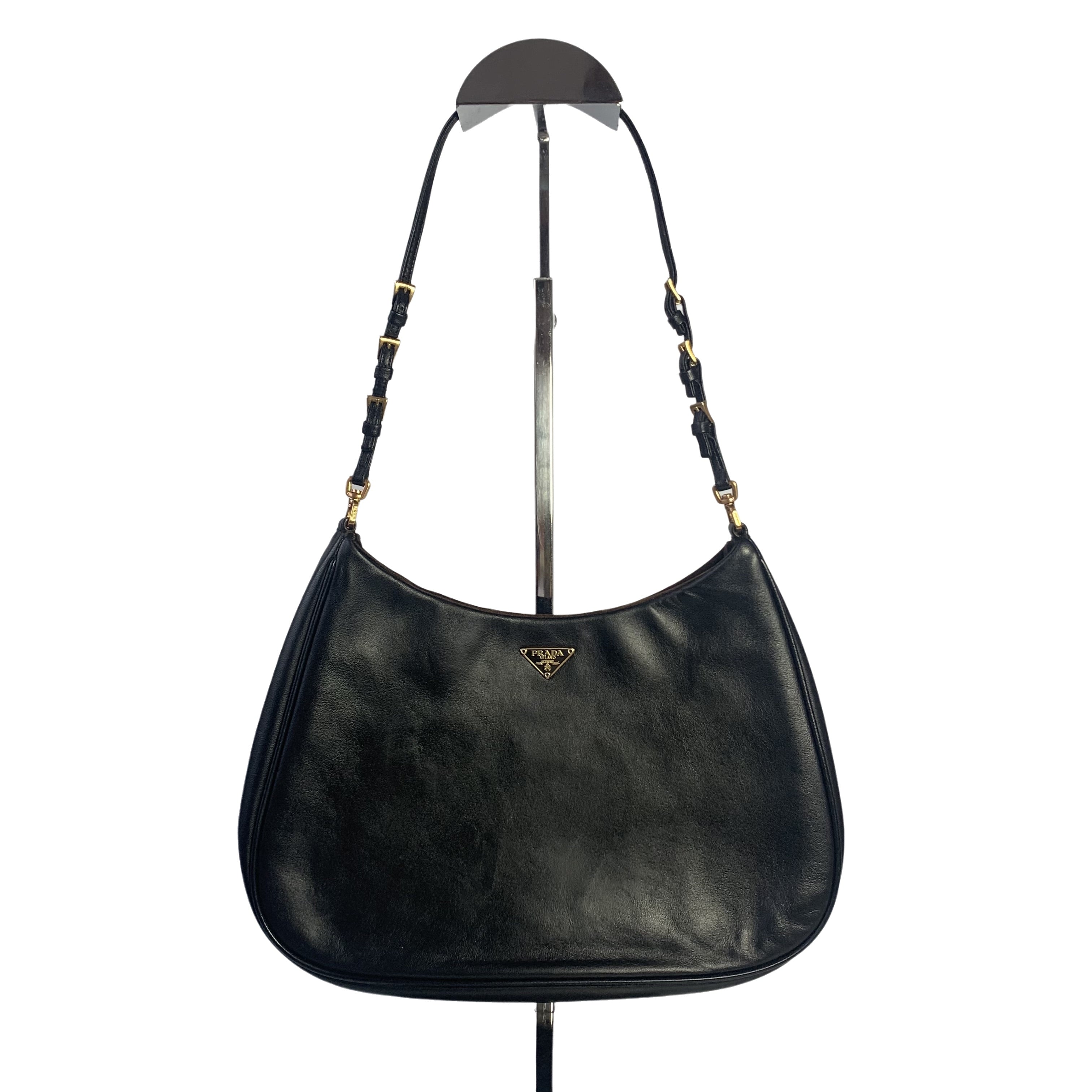 Prada Cleo Vintage Black Leather Gold Hardware