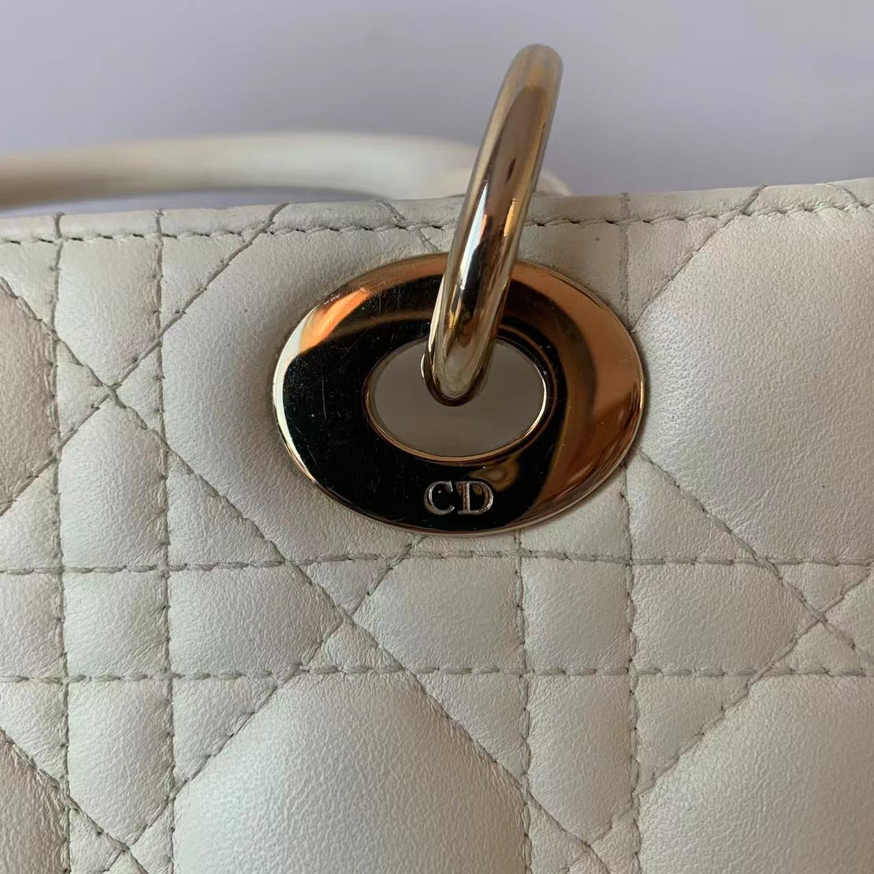 Lady Dior Small My Abcdior White Ecru Lambskin Cannage Leather