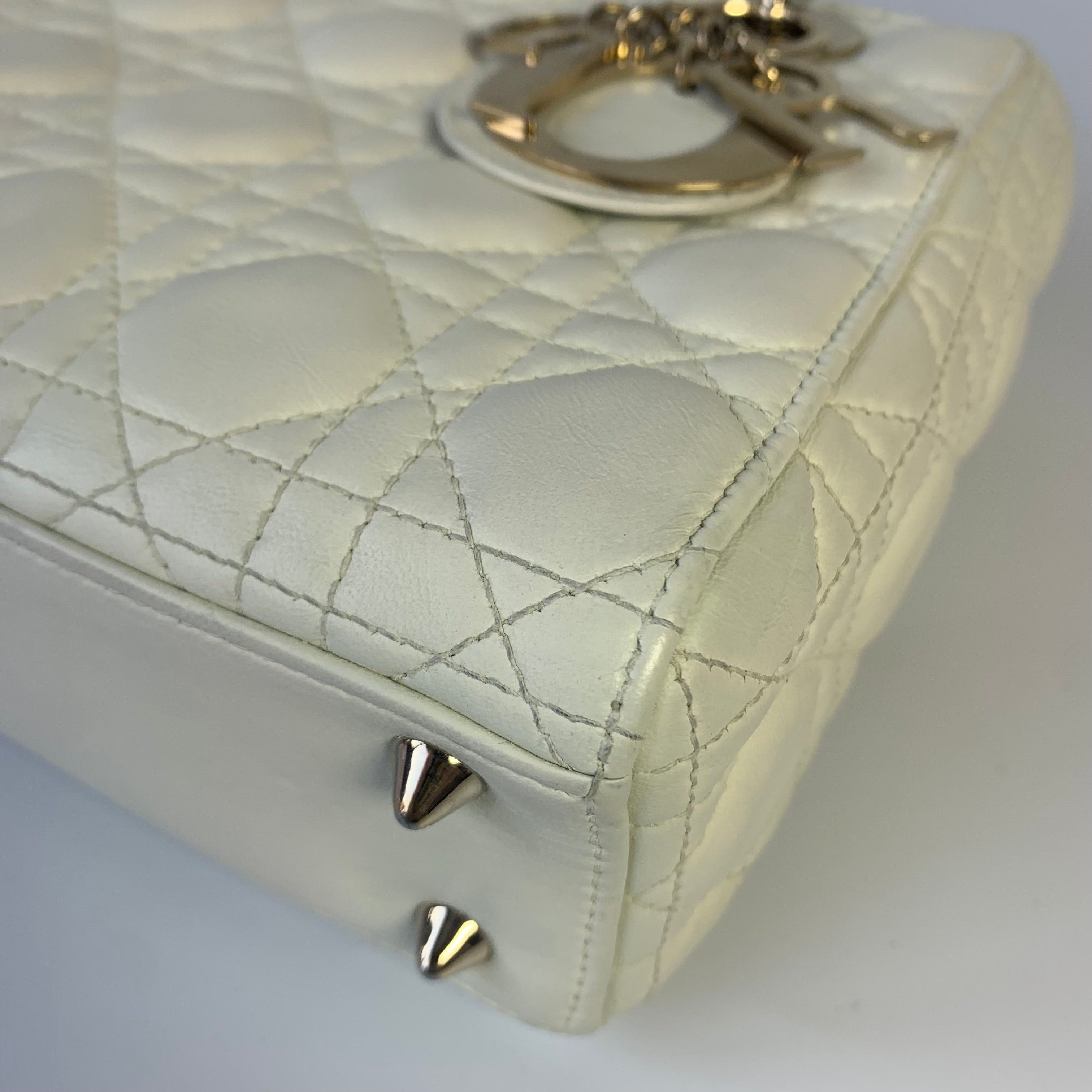 Lady Dior Small My Abcdior White Ecru Lambskin Cannage Leather